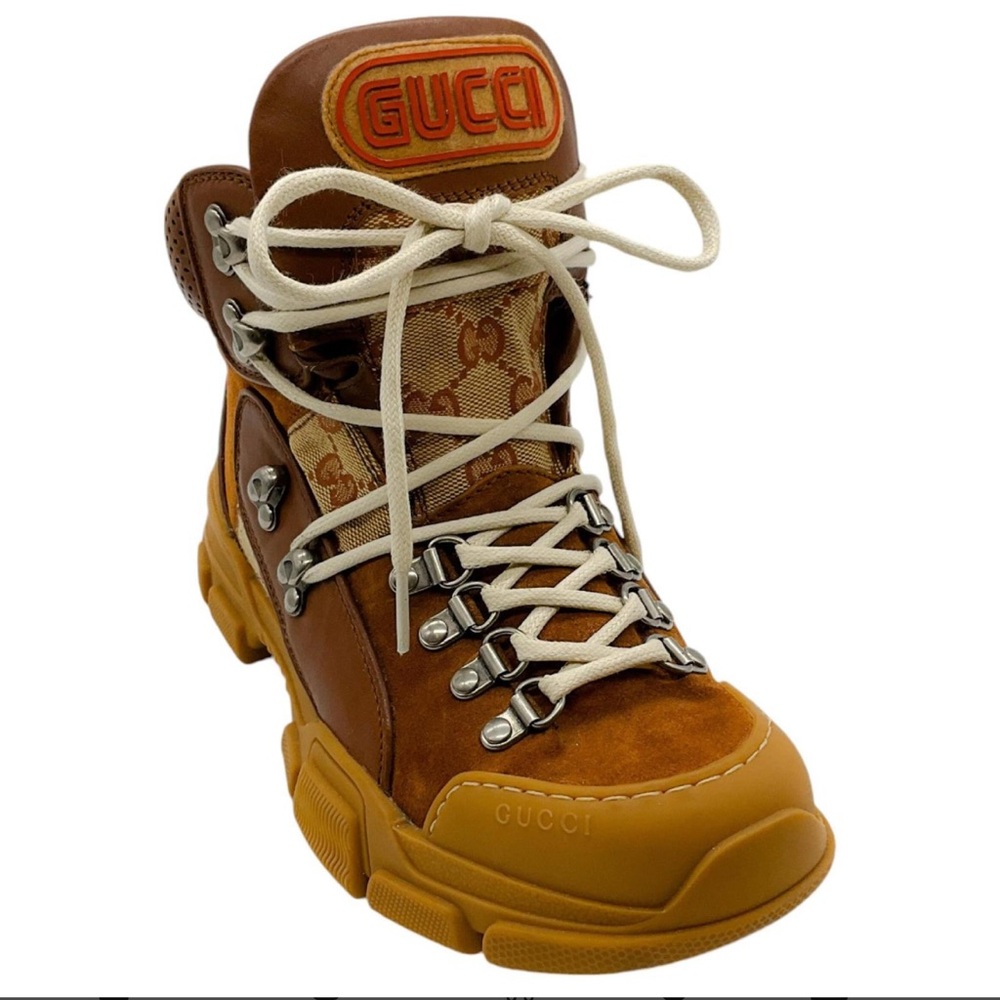 Gucci Flashtrek Brown Suede GG Hiking Boots